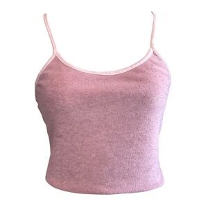 $3 BUNDLE ITEM Bozzolo Medium Pink Terry Cloth Cropped Cami Tank Top Retro Y2K